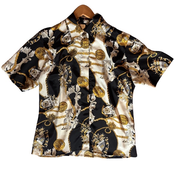 Notations Button Down – Chain Print, Size 10 - Picture 1 of 5